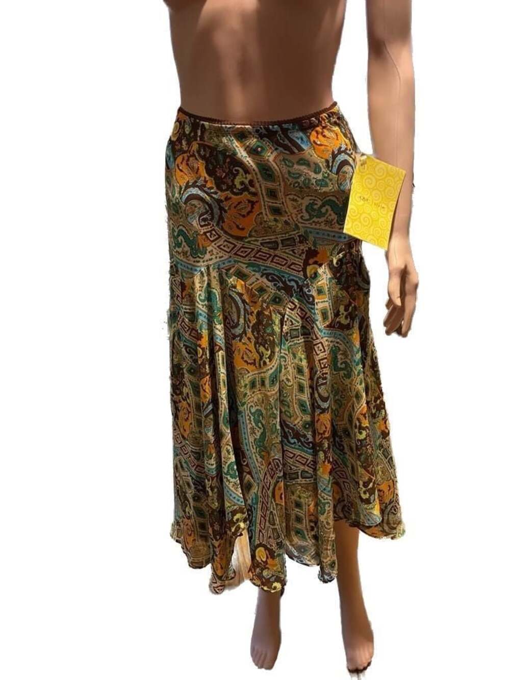 Newsworthy Paisley Print Midi Skirt Size XL